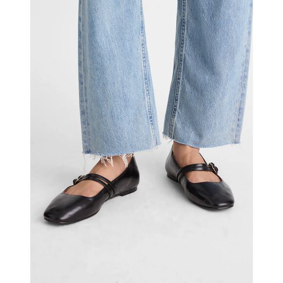 Madewell Shoes - Madewell Women's True Black The Greta Double-Strap Ballet Flat Size 6 NWOT